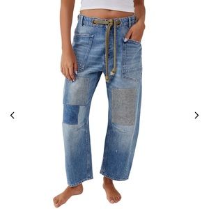 Free People Moxie Low Rise Pull-On Barrel Jeans - Size 27
